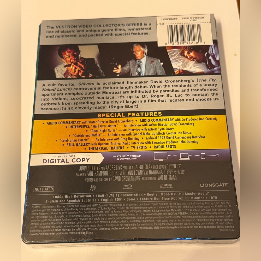 Shivers David Cronenberg’s Blu-Ray + Digital Movie - Picture 2 of 2